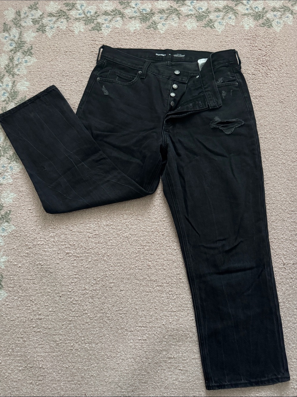 Black Women's Distressed High-Rise Jeans